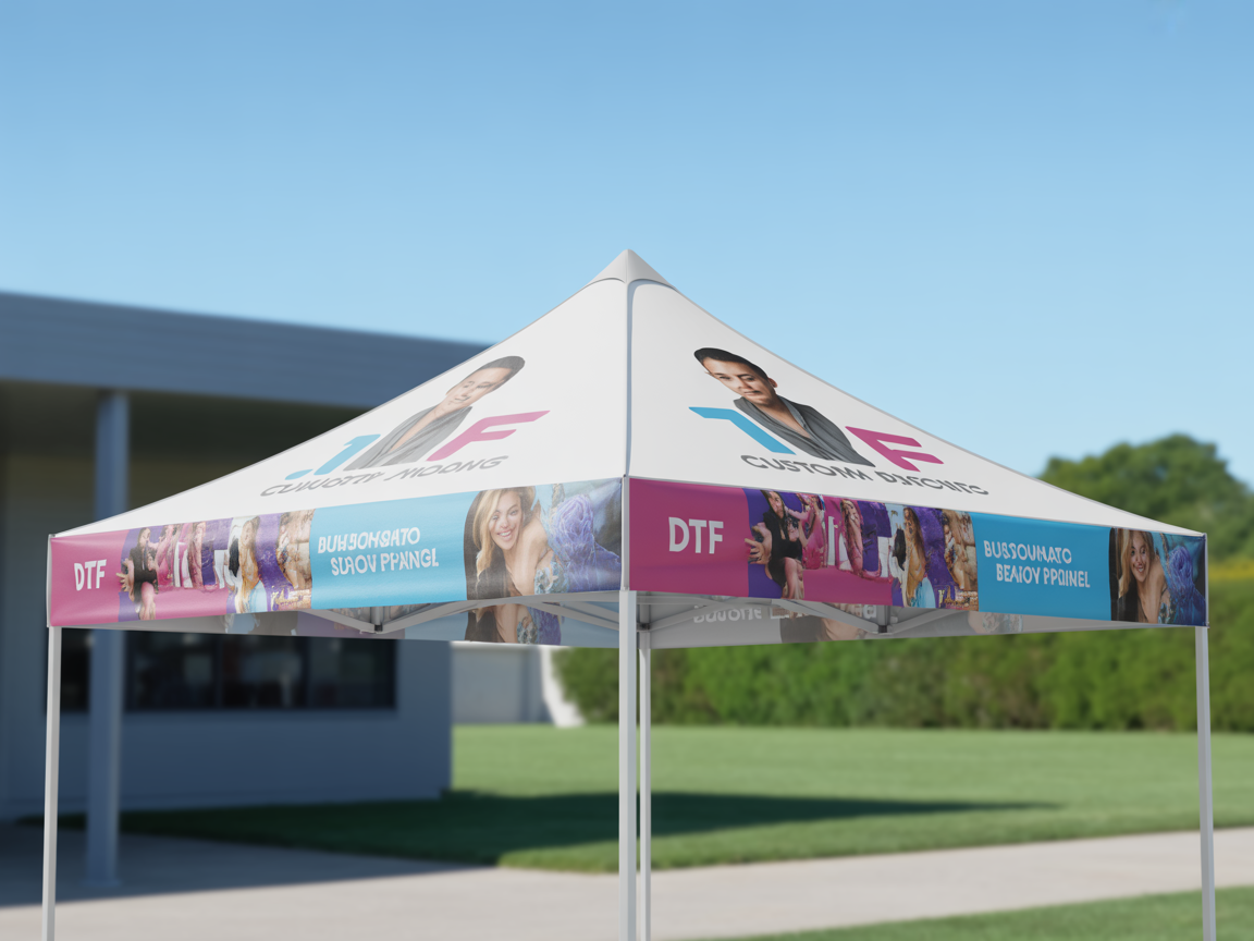 Custom branded 10ft canopy tent with DTF printing