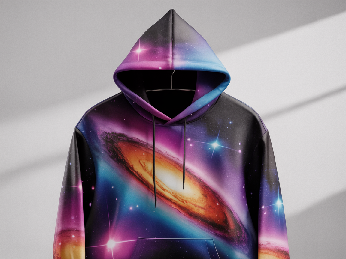Custom hoodie with galaxy space design DTF print